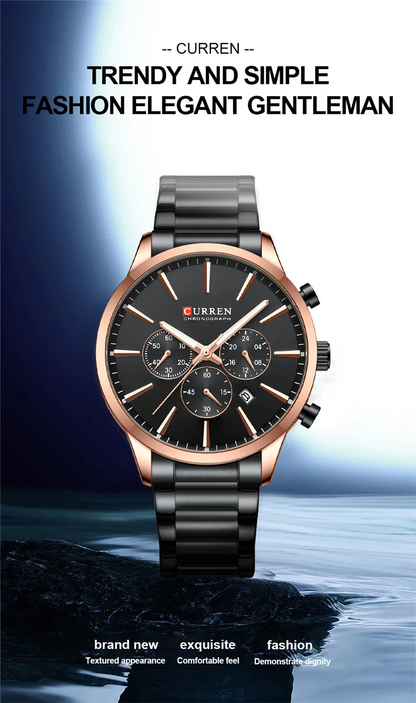 CURREN Stainless Steel Watch For Men With Brand Box