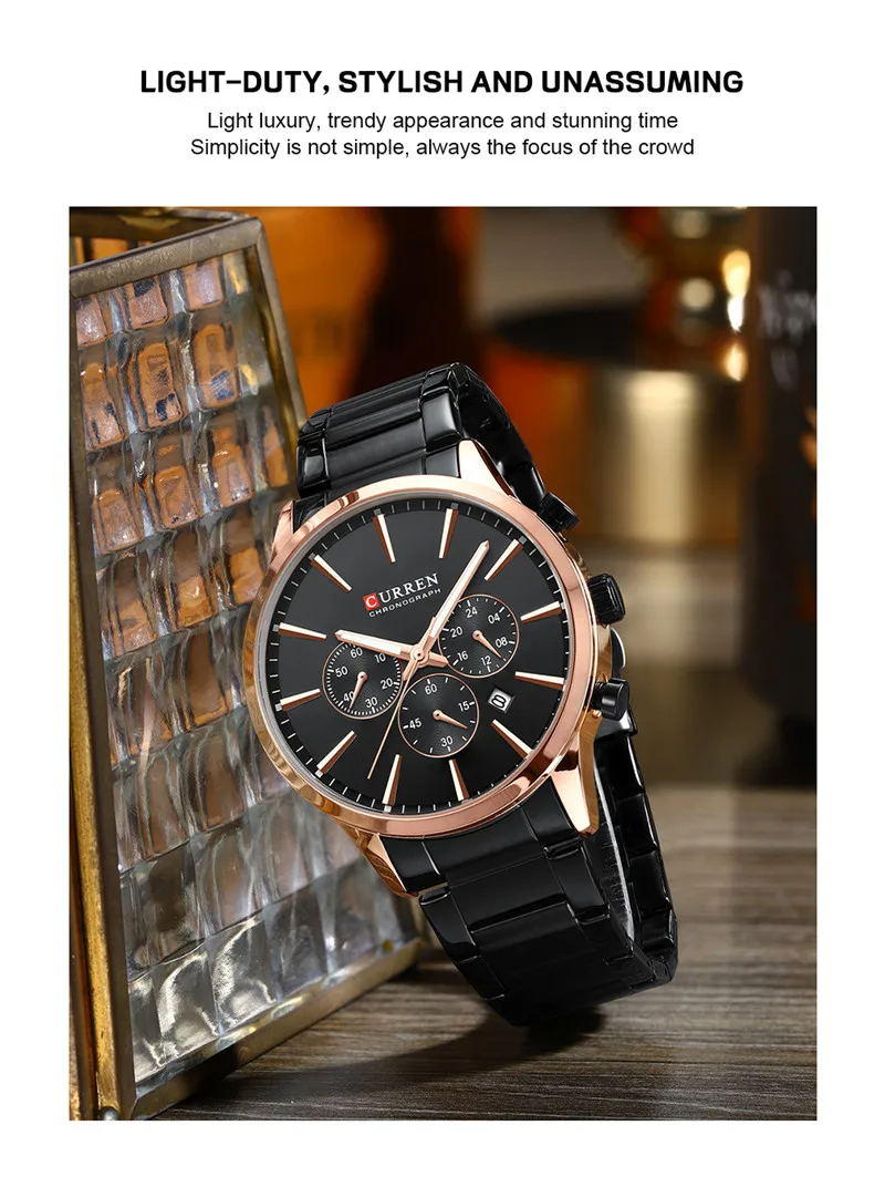 CURREN Stainless Steel Watch For Men With Brand Box